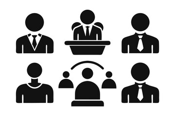 meeting icon set sihouette black vector bundle