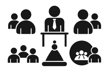 meeting icon set sihouette black vector bundle