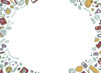back to school frame. Frame of office items, stationery set. Vector illustration