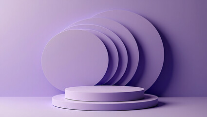 Obraz premium Minimalist purple podium with layered circular background for product display
