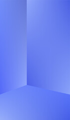 Empty blue corner room with gradient effect background