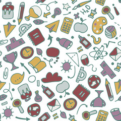 Back to school seamless pattern. Good for textile fabric design, wrapping paper and website wallpapers.