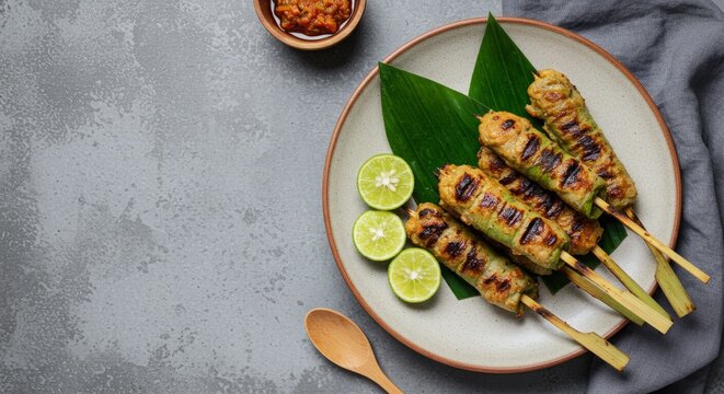 Balinese Sate Lilit Grilled on Lemongrass Sticks