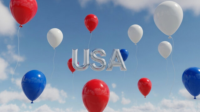 Patriotic USA Balloons Celebrating American Independence Day with Festive Decorations