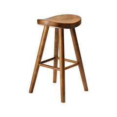 Wooden bar stool isolated on transparent white background, clipping path