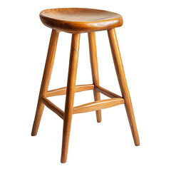 Wooden bar stool isolated on transparent white background, clipping path