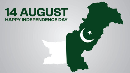 14 August Pakistan Independence Day Banner with Flag & Crescent Symbol