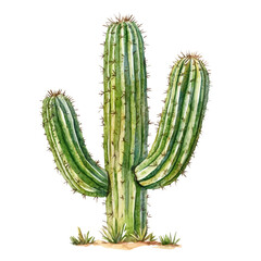A Cactus Plant, watercolor drawing vector, isolated on a white background.