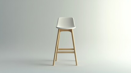 3D rendered bar stool on white, high chair for interior