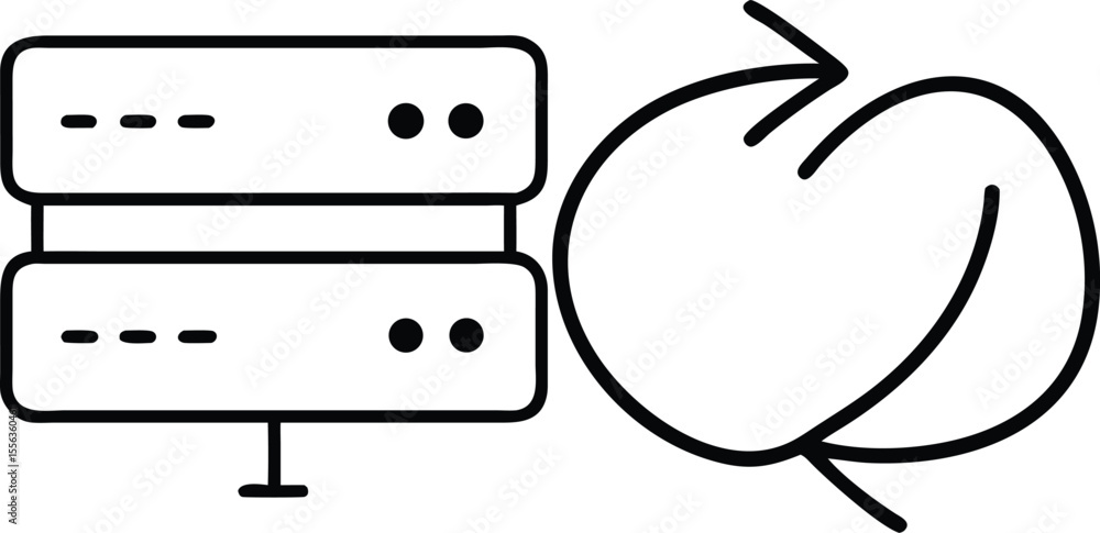 Poster server data synchronization and backup concept icon with circular arrows