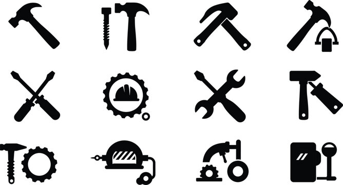 Construction Tools Silhouette Set