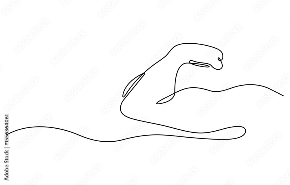 Poster arm shows bicep fist. man's hand shows a fist on the biceps in line style. shows bicep continuous on