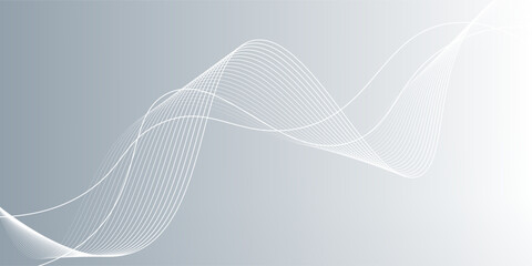 Gray and white abstract background with flowing particles.