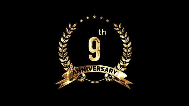 9th Anniversary Celebration. Golden 9 Year Anniversary Animation