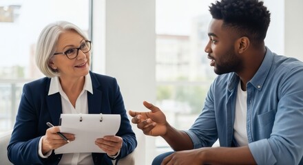 Obraz premium Supportive Therapy Session A Therapist Listens to a Patient