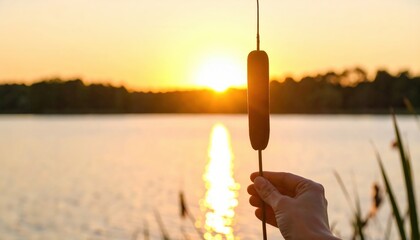 Sunset Fishing Rod With Reed