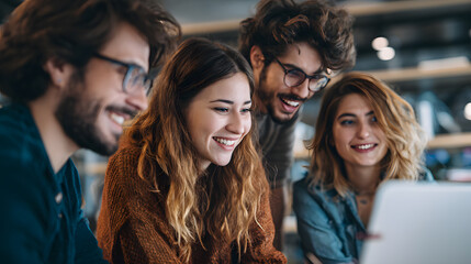 Bright Collaborative Office Setting with Laptops