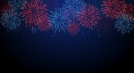 Fototapeta premium Festive Fireworks Display Bursting Across the Night Sky A Celebration of Light and Color, Ideal for Holiday Festivities