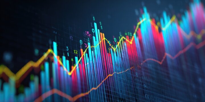 Stock market chart analysis and financial data visualization for investment trends - Powered by Adobe