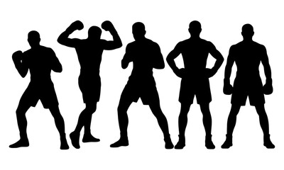 Fototapeta premium Silhouette of five boxers in action poses