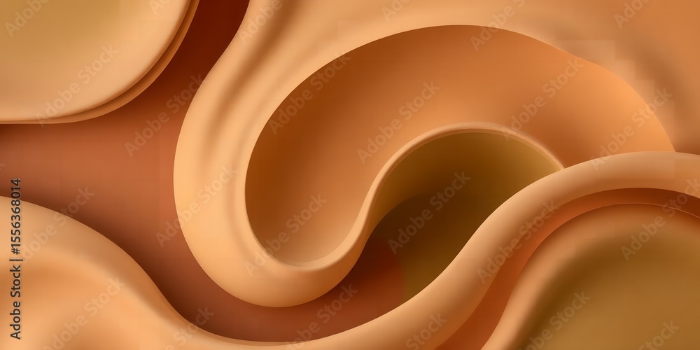 Poster abstract rendering of beige curved shapes creating a flowing and smooth appearance art piece