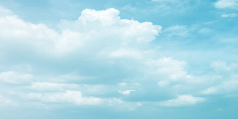 White clouds indicate blue sky, pure, fresh mind, changeable weather, sunny light, daylight, natural, dramatic sky light rays on the clouds landscape for background
