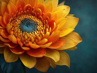 Vibrant sunflower, digital CG art, eye level angle