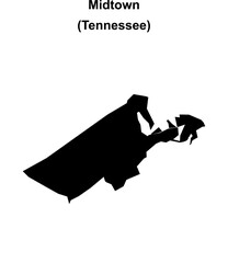 Midtown (Tennessee) blank outline map