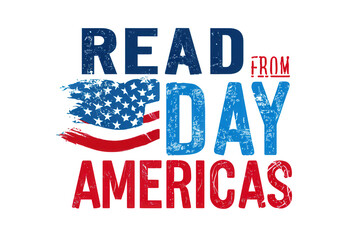 Read across america day design with flag isolated on transparent background