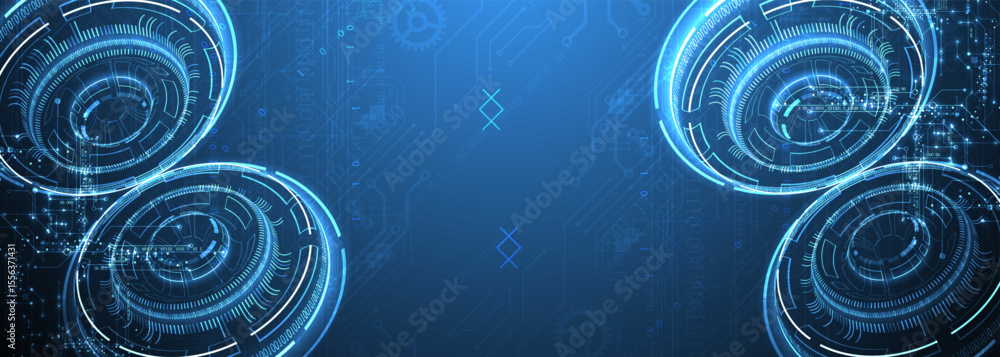 Aufkleber Abstract background. Scientific and technological concept with the use of technical elements formed in the shape of a circle. Vector