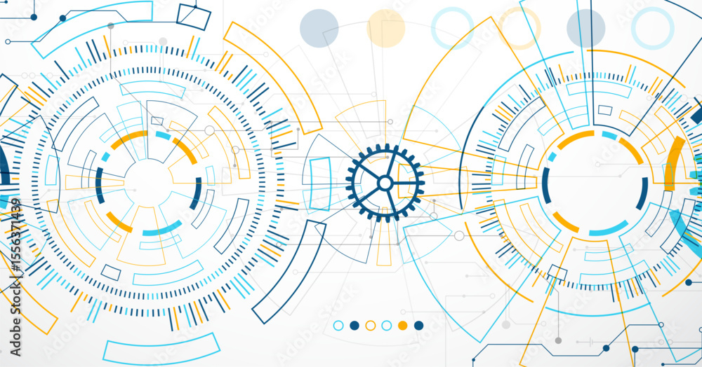 Aufkleber Abstract background. Scientific and technological concept with the use of technical elements formed in the shape of a circle. Vector