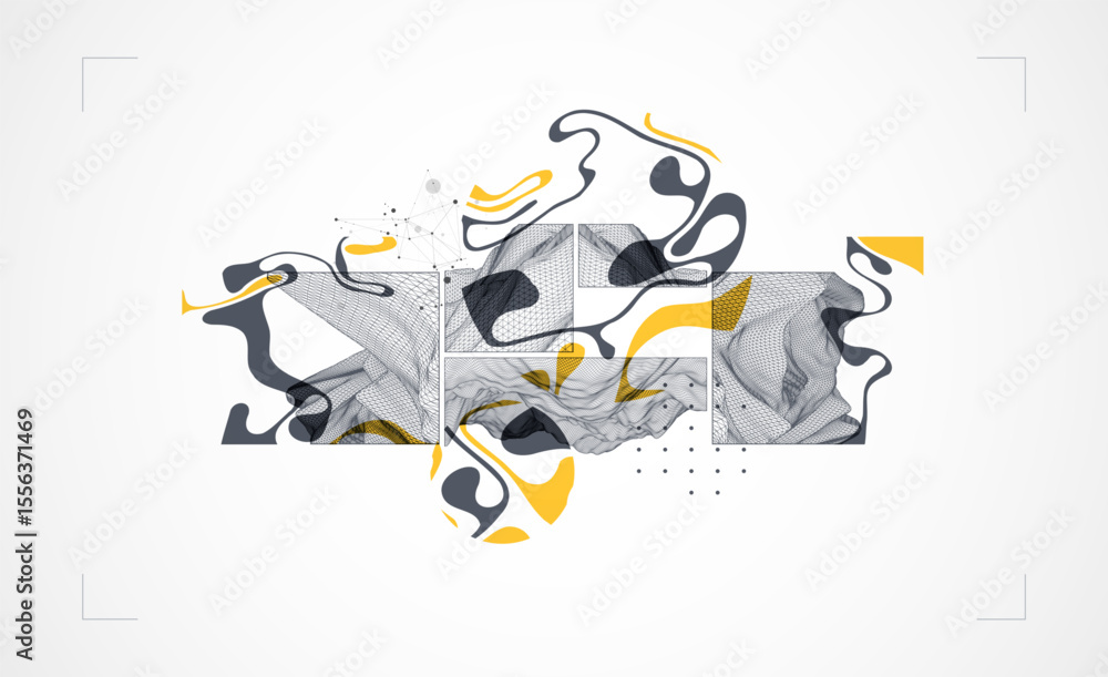 Poster abstract art wireframe background. modern science or technology art elements. surface illustration. 