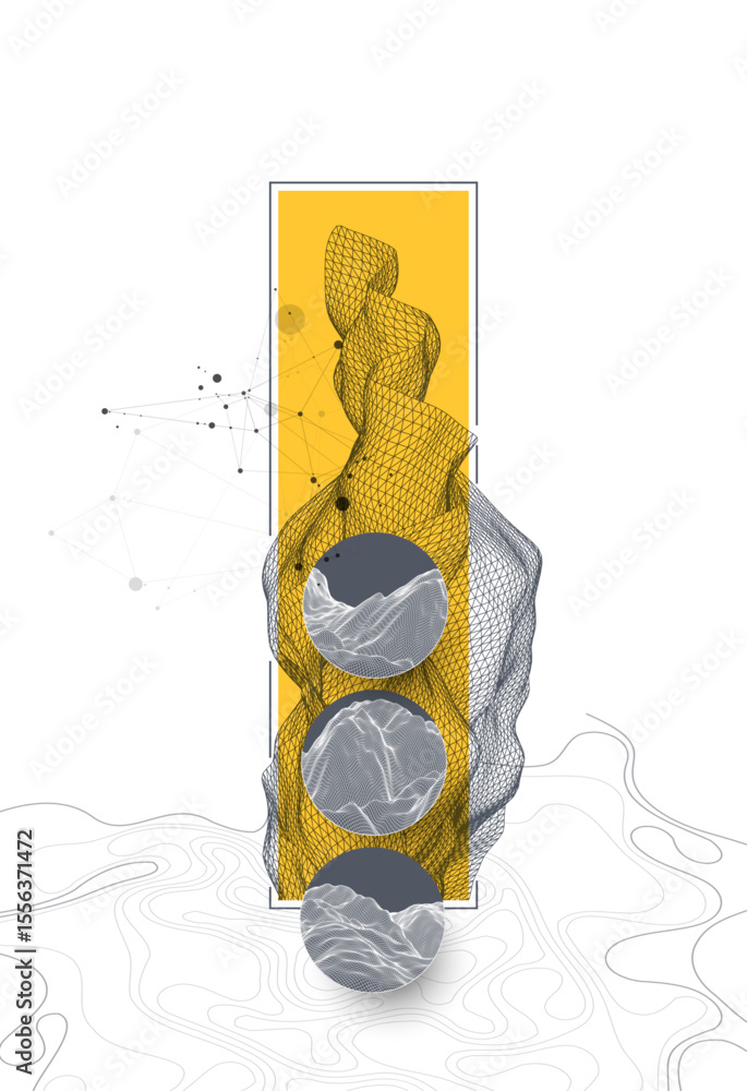 Aufkleber abstract wireframe background. modern science or technology art elements. surface illustration insid