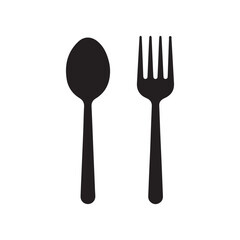 Spoon and fork icon isolated on white background on white background