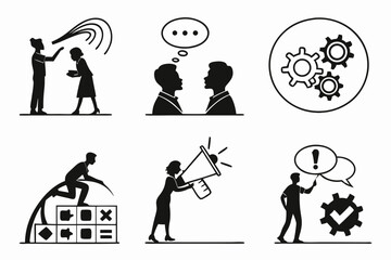 soft skills icon set sihouette black vector bundle