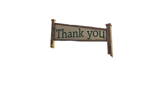 Thank you sign appreciation gratitude message wooden signage positive affirmation expression 100 char isolated on transparent background