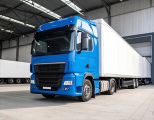 Blue truck in a warehouse