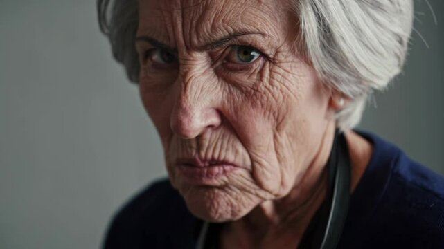 Angry Senior Lady Yelling in Rage