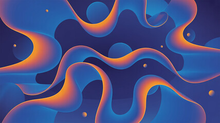 Abstract fluid gradient shapes in blue and orange creating a modern and artistic design