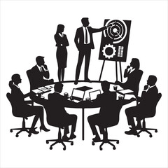 Silhouette of planning strategy meetings , goal setting  ,  vector black color  , solide white colour background 