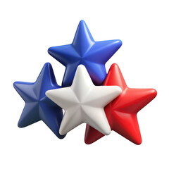 Obraz premium Red white blue stars patriotic celebration isolated on transparent background