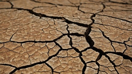 Dry and Cracked Soil Reveals the Effects of Drought in an Arid Landscape During Late Summer, Emphasizing Environmental Challenges and Climate Change