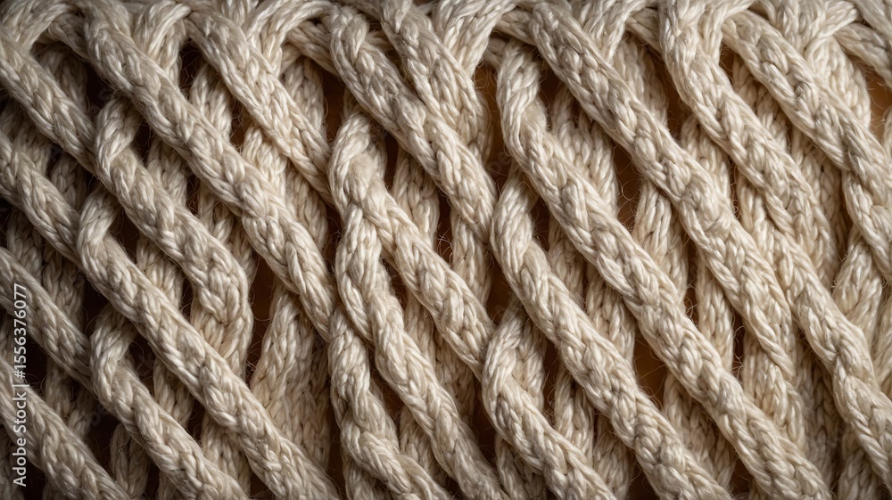 Poster natural fiber rope interwoven in intricate patterns displaying texture and craftsmanship in a close-