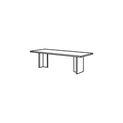 This is a simple, clean line drawing of a rectangular dining table.