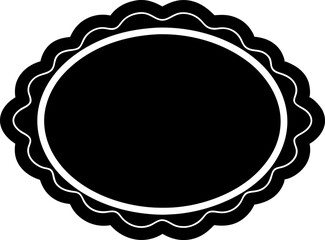 Bold Scalloped Oval Frame Silhouette Vector Illustration