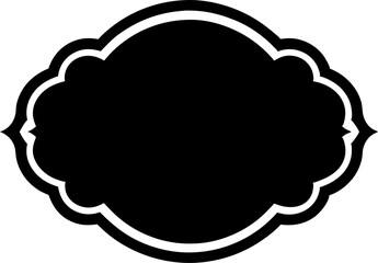 Decorative Wavy Scalloped Oval Label Frame Silhouette
