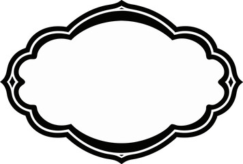 Decorative Wavy Scalloped Oval Label Frame Silhouette