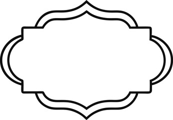 Elegant Thin Scalloped Rectangular Label Frame Silhouette