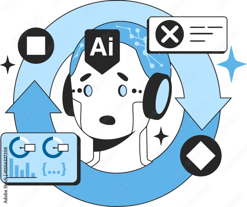 Poster ai automation machine learning data science artificial intelligence robot technology process cycle d