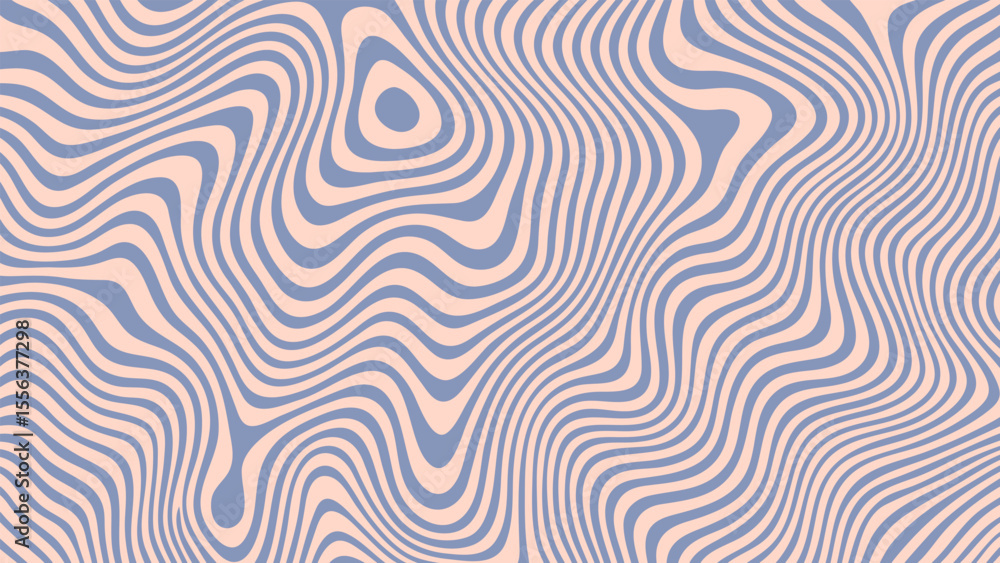 Poster Abstract groovy vector background with fluid wavy lines. Retro aesthetic pattern for creative design and modern art.